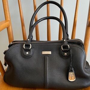 Cole Haan Structured Black Pebbled Leather Satchel Handbag